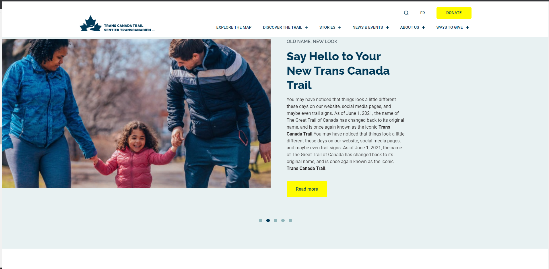 Illustrative image of Trans Canada Trail website